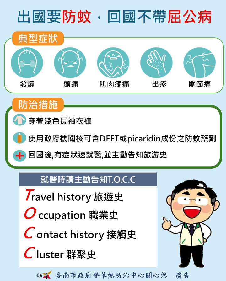 出國要防蚊,回國不帶屈公病